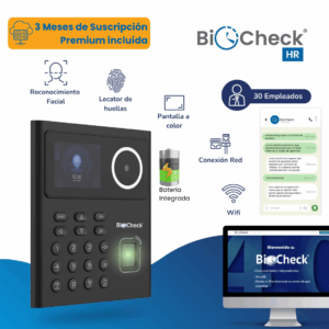 BioCheck HR suscripción Premium 3 meses para 30 empleados
